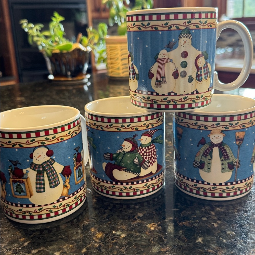 Debbie Mumm Jolly Snowmen mugs - set of 4 - by Sakura